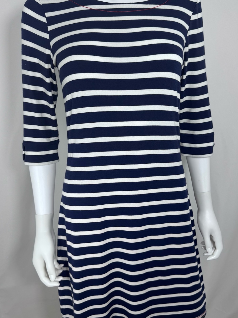 Hatley Lucy Nautical Striped Jersey Shift Dress Navy White Red Stitch Sz Small